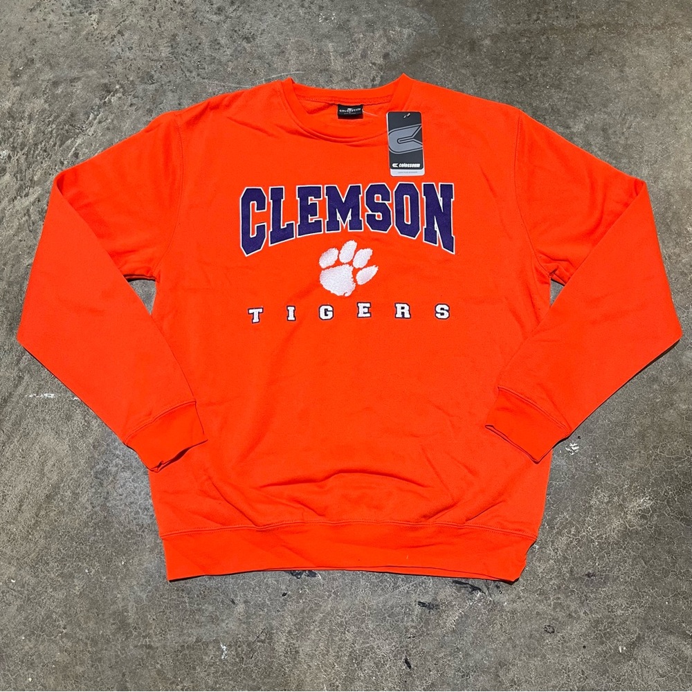 Men's Clemson Tigers Crewneck Sweatshirt NWT L Football Colosseum Athletics